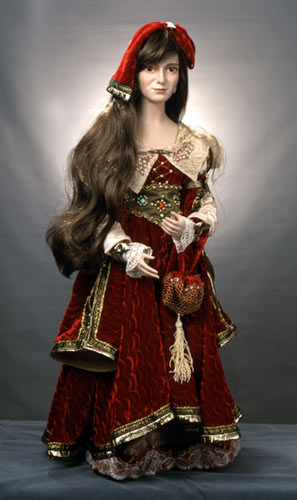 Фарфоровая портретная кукла «Девушка в красном»